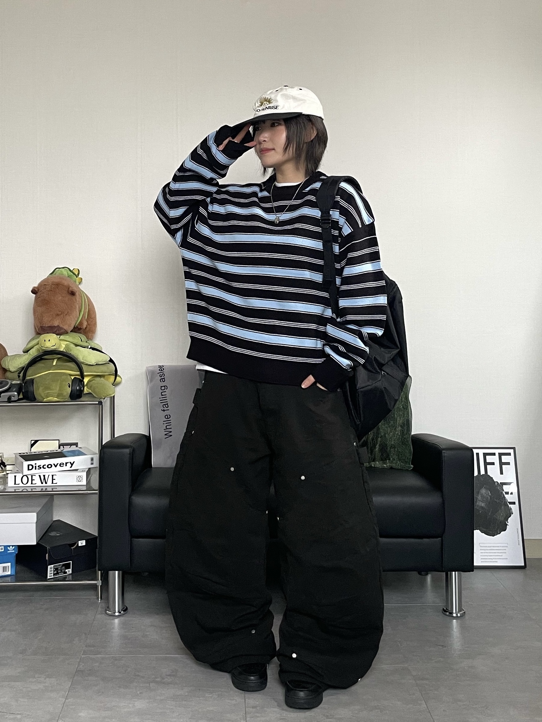 CDG Backpack Black 착용 스타일 - 2
