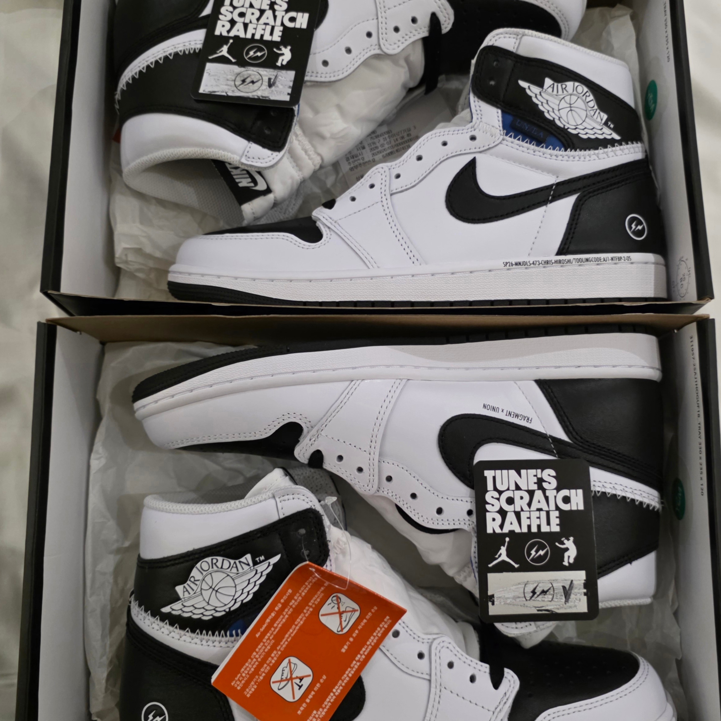 Jordan 1 x Fragment x Union LA High OG SP White Black 착용 스타일 - 3