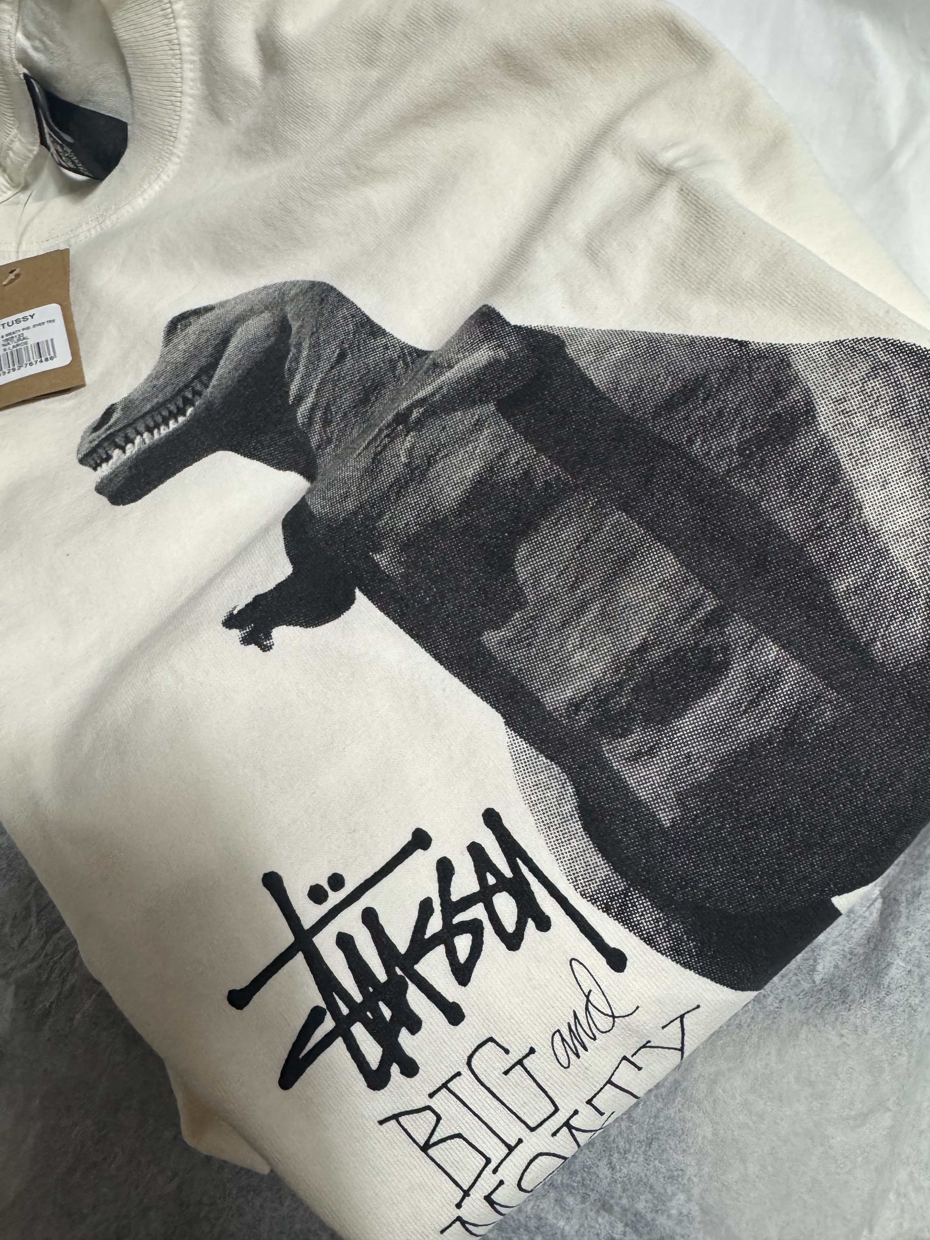 Stussy Basic Stussy T-Shirt White 2024, 2025, Stussy Big & Meaty Pigment Dyed T-Shirt Natural 착용 스타일 - 5