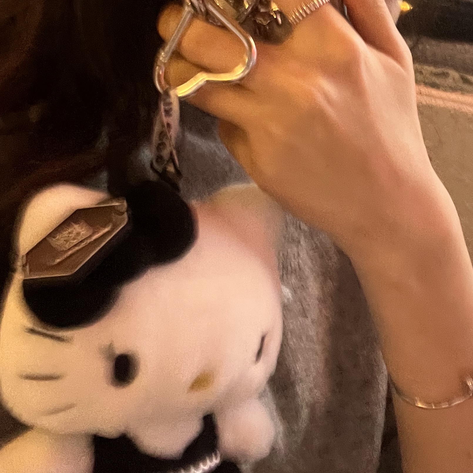 HELLO KITTY x JISOO Plush Keychain Black (Opened Case) 착용 스타일