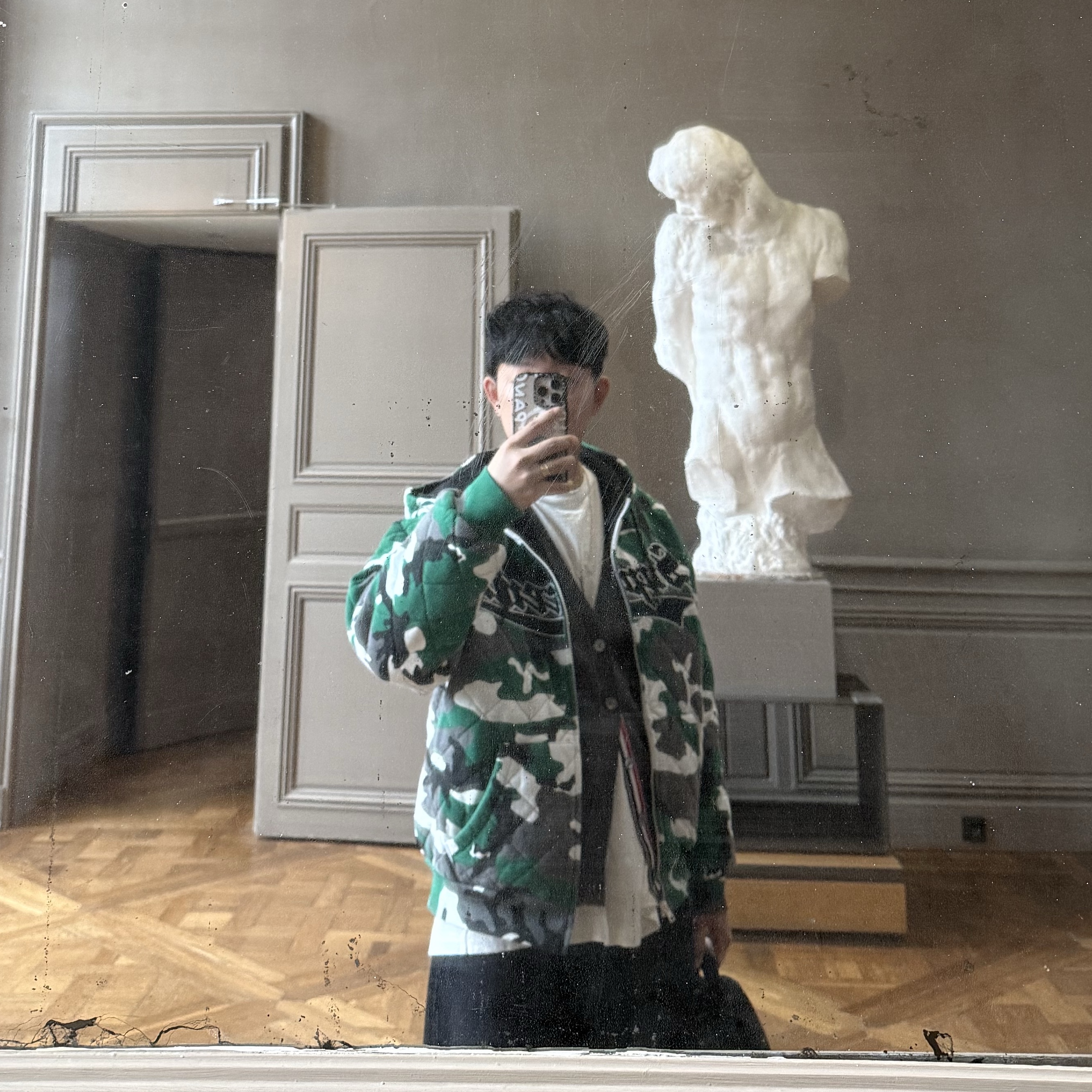 Supreme Small Box Zip Up Hooded Sweatshirt Green Camo - 25FW 착용 스타일