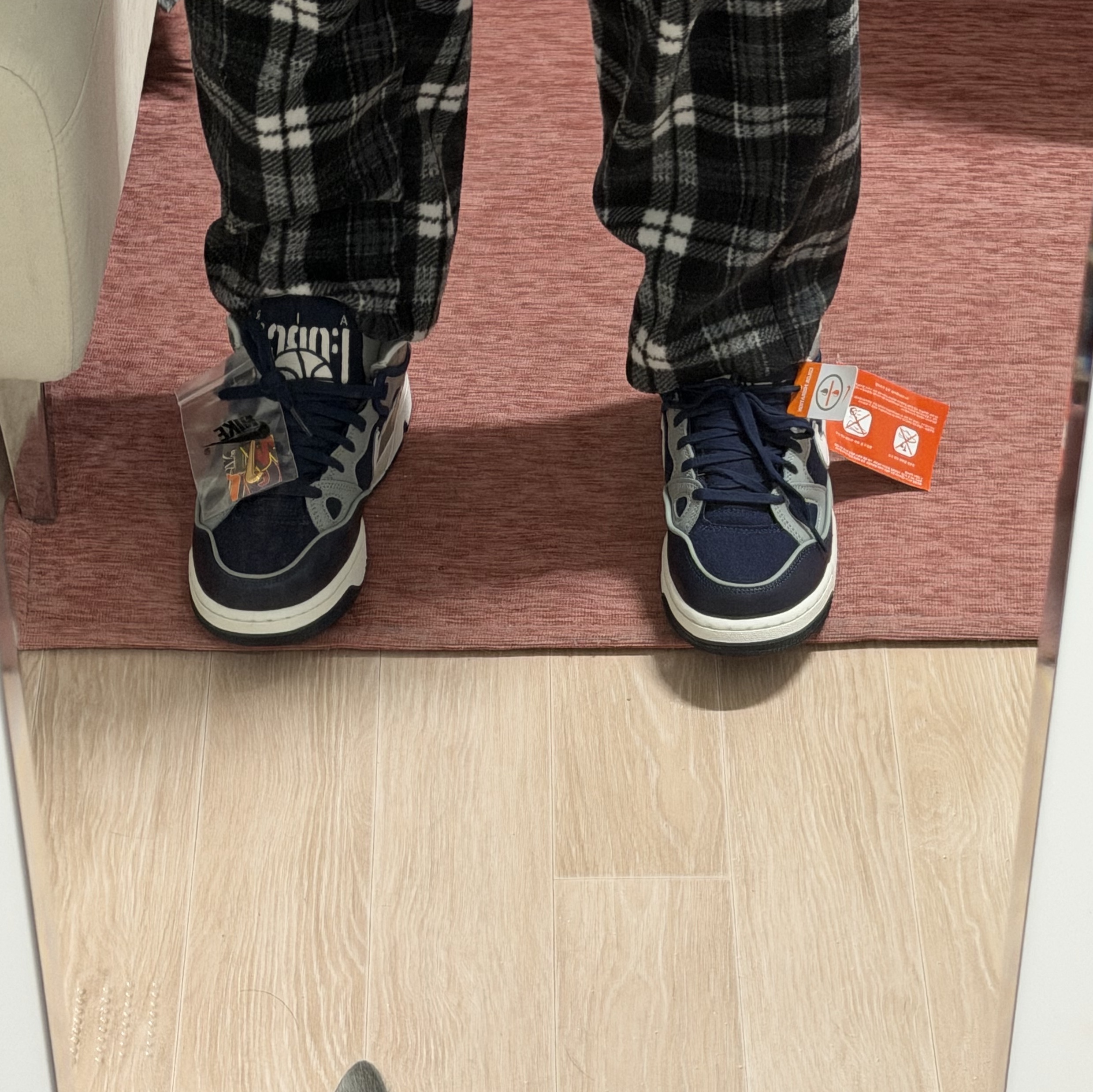 Nike x Nigo Air Force 3 Low Midnight Navy Shadow Grey 착용 스타일 - 3