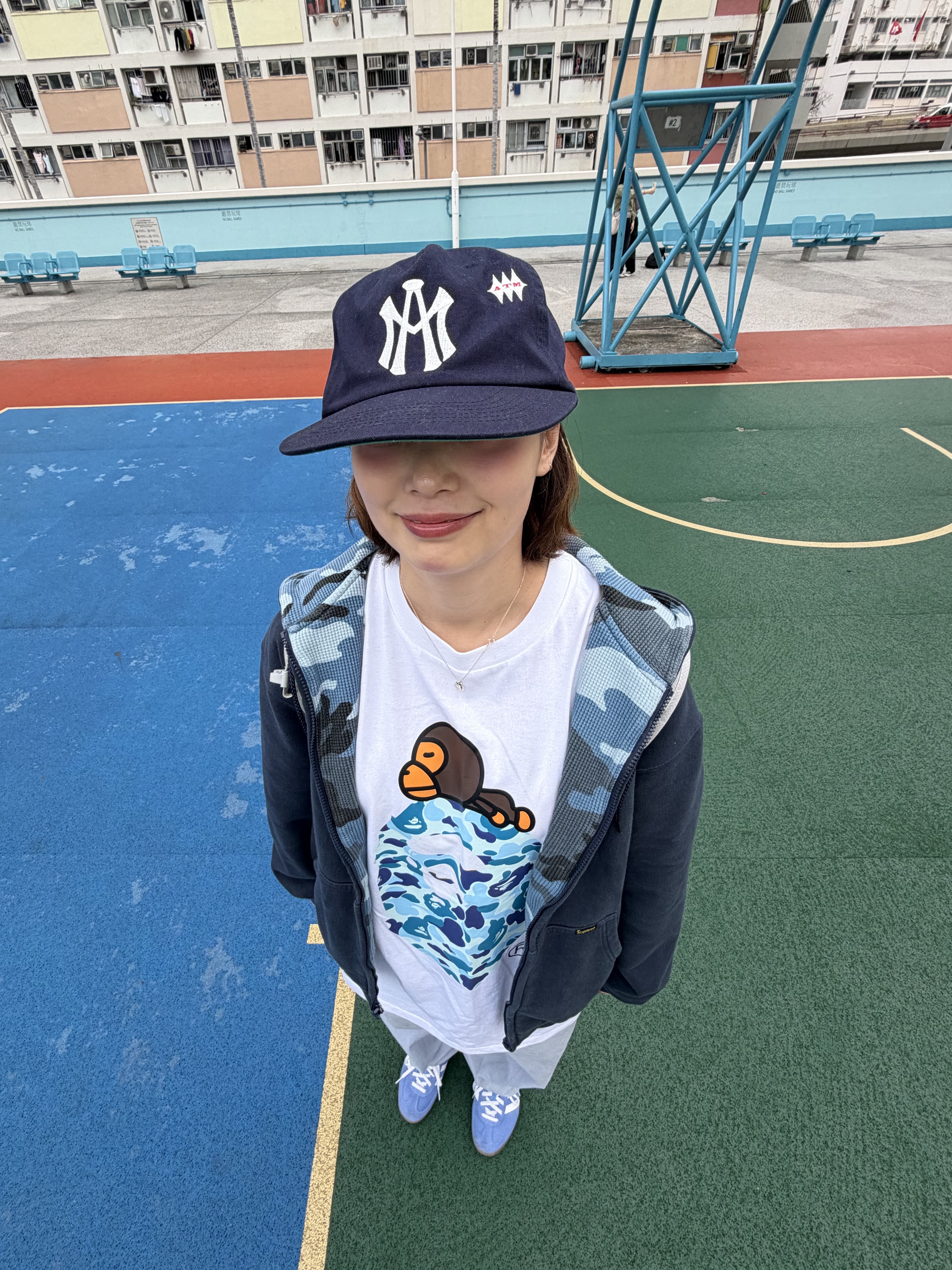 Aftermath Atm Logo Ball Cap Navy, (W) Adidas Gazelle Indoor Blue Fusion Cloud White 착용 스타일 - 3