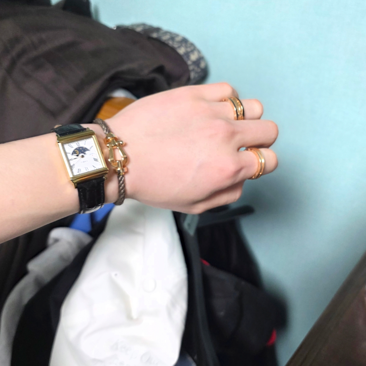 Timex x Noah Moon 37mm Phase Watch Brown Steel, Fred Fosten Large Bracelet 0B0184 NO.J3 착용 스타일 - 2