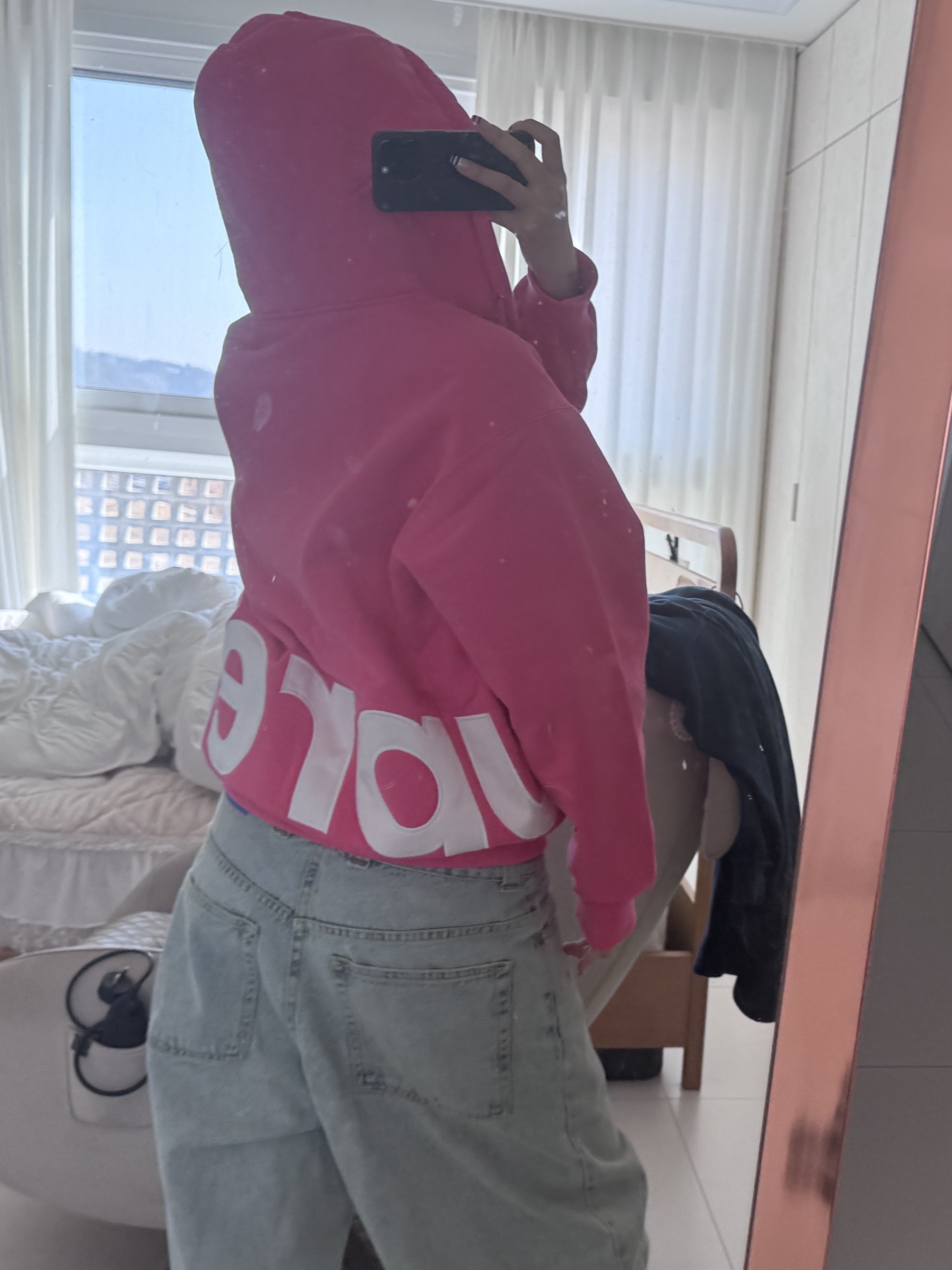 Supreme Big Logo Zip Up Hooded Sweatshirt Magenta - 25SS 착용 스타일 - 2