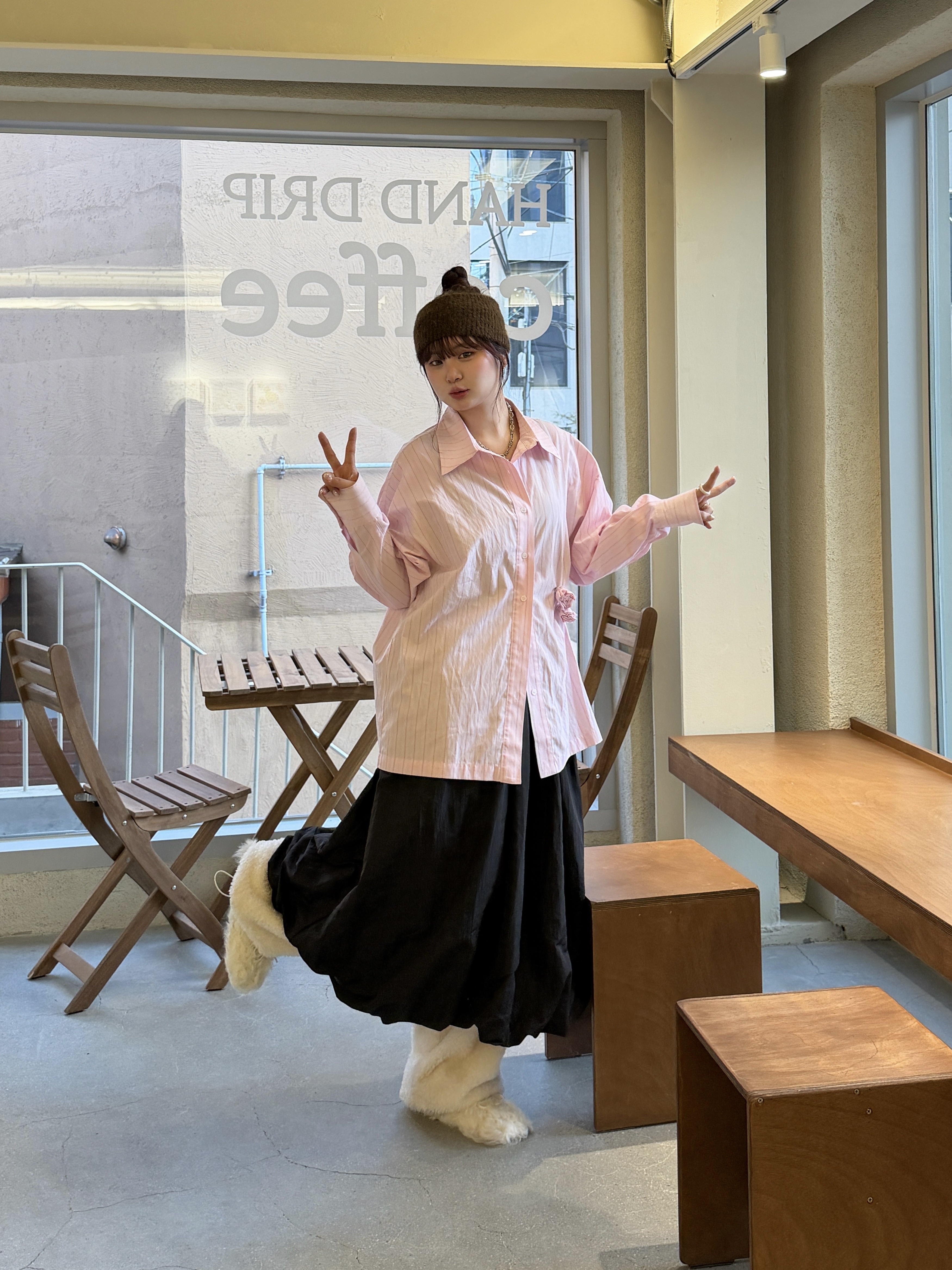 Nff Heart Motif White 착용 스타일 - 2