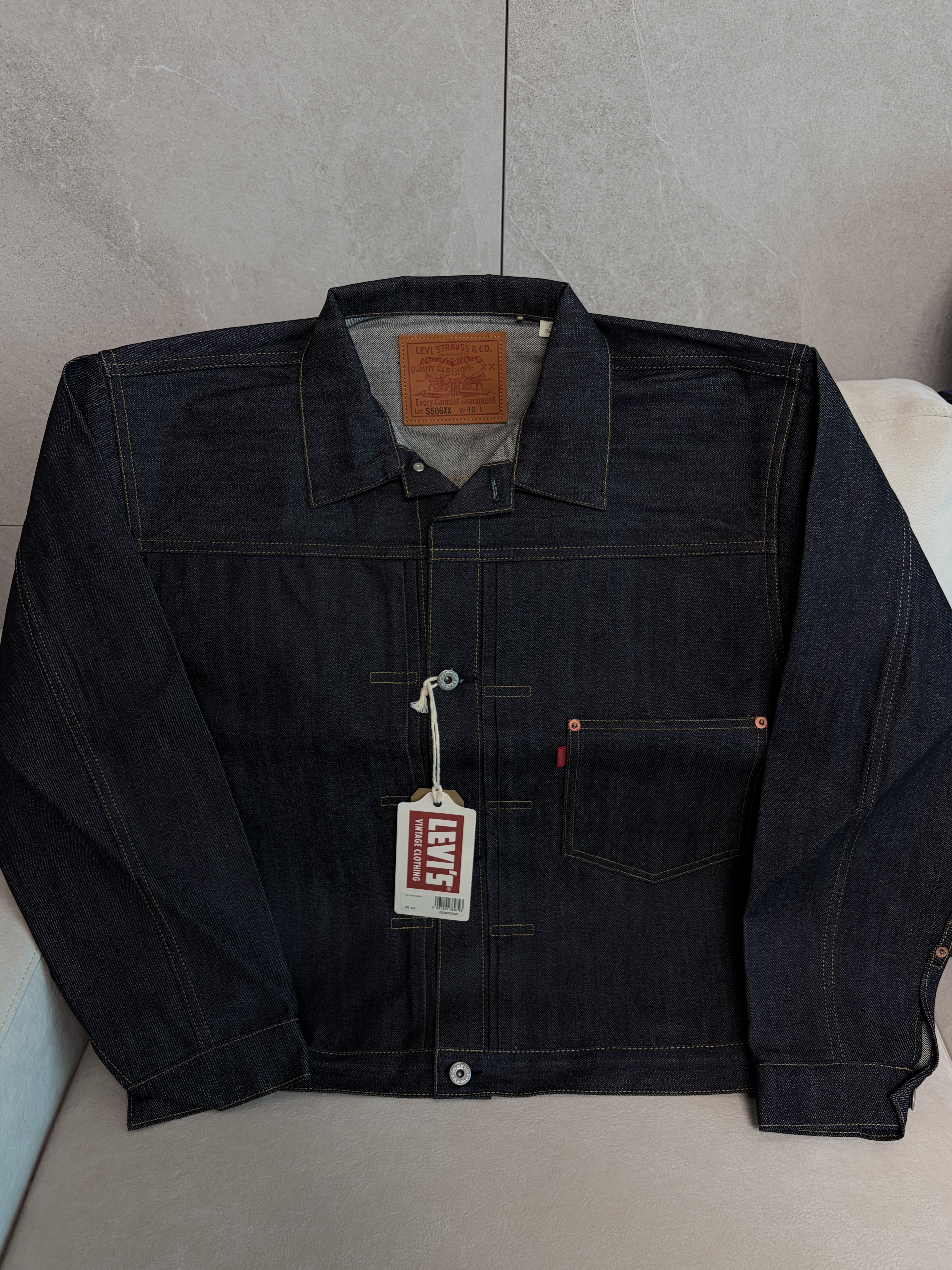Levi's Vintage Clothing S506XX 1944 Jacket Indigo 착용 스타일 - 1