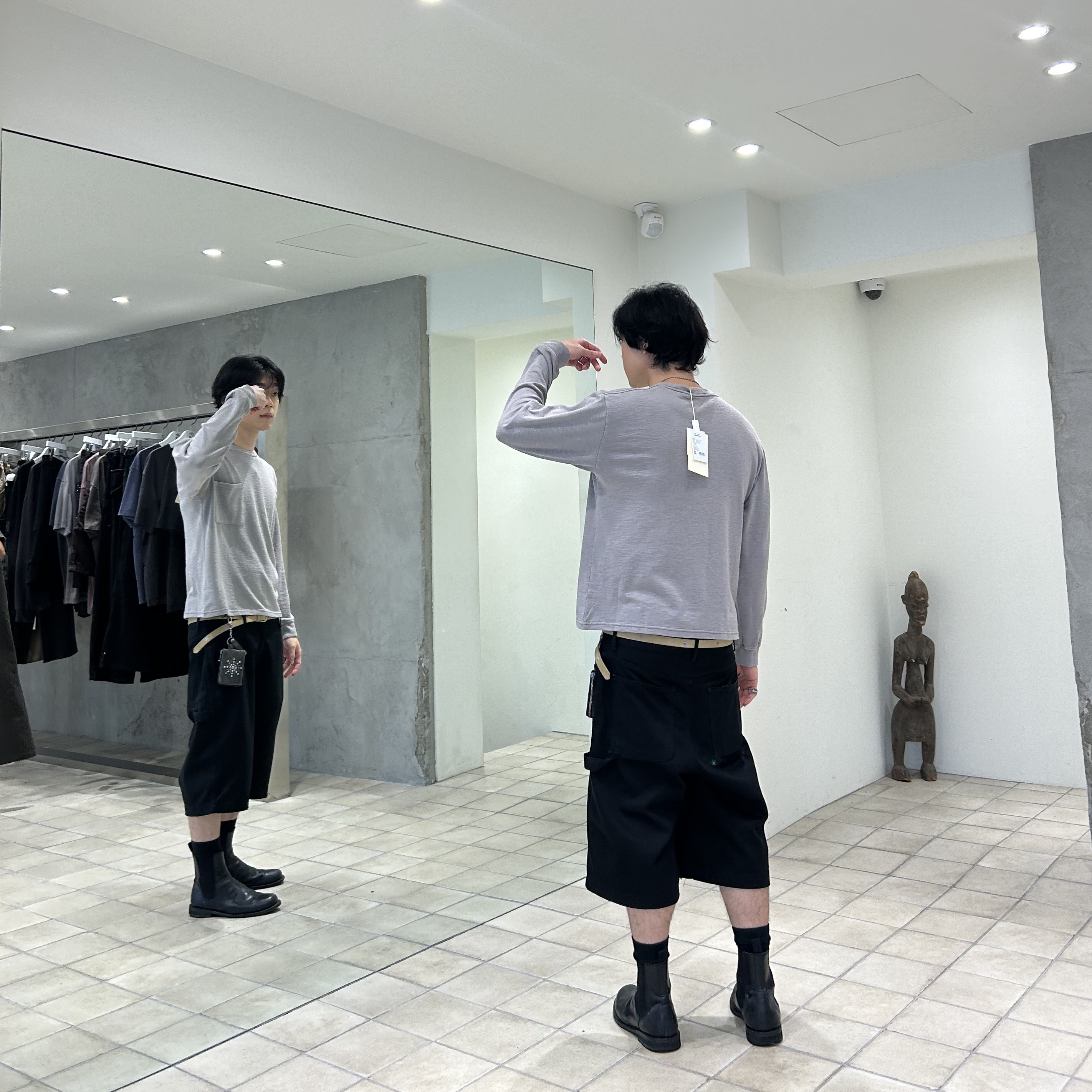 Polyteru Human Index Human Pocket Long Sleeve Dyed Pink, Polyteru Suede Belt Beige 002 Gemstone 착용 스타일