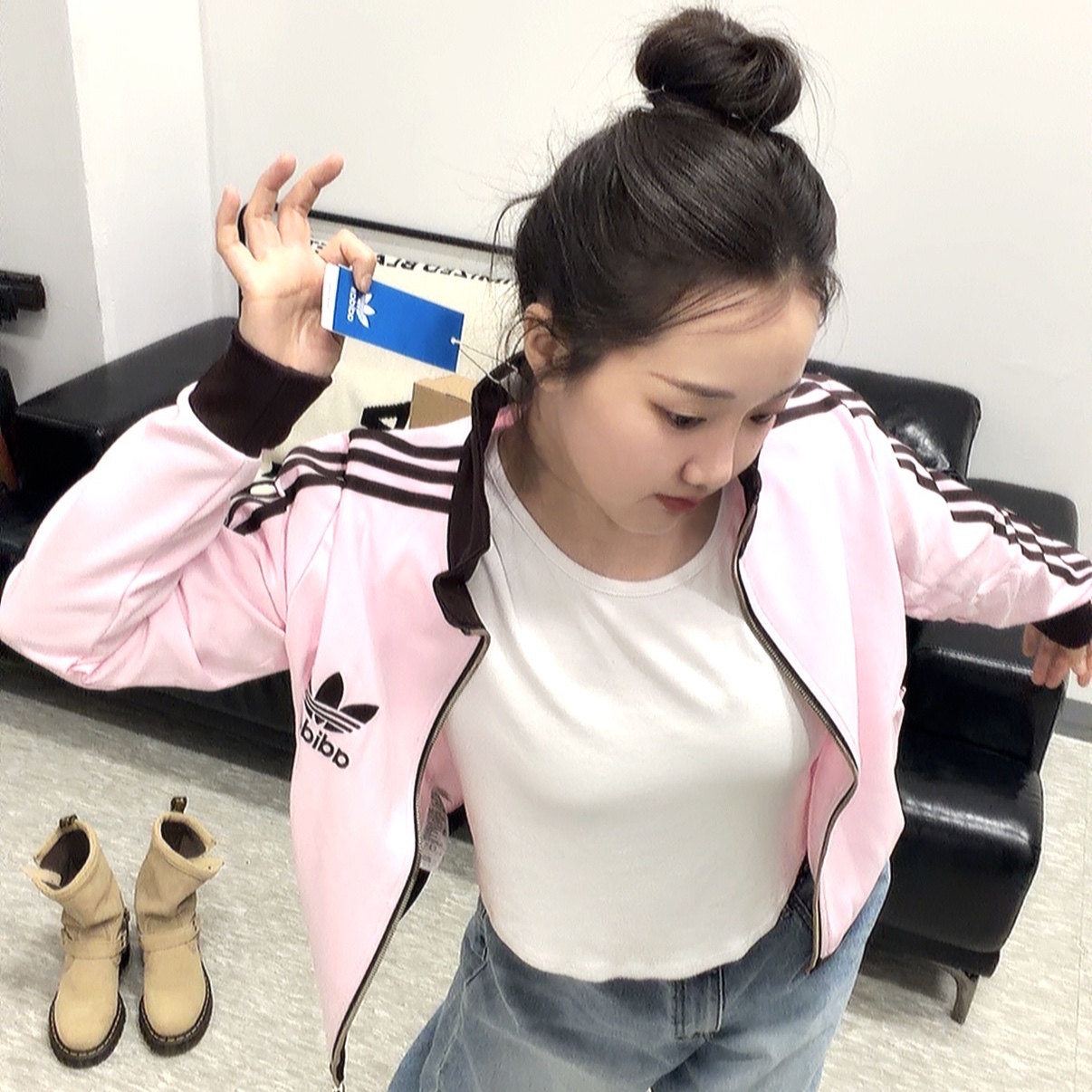 (W) Adidas Originals Beckenbauer Track Jacket Clear Pink - KR Sizing 착용 스타일 - 4
