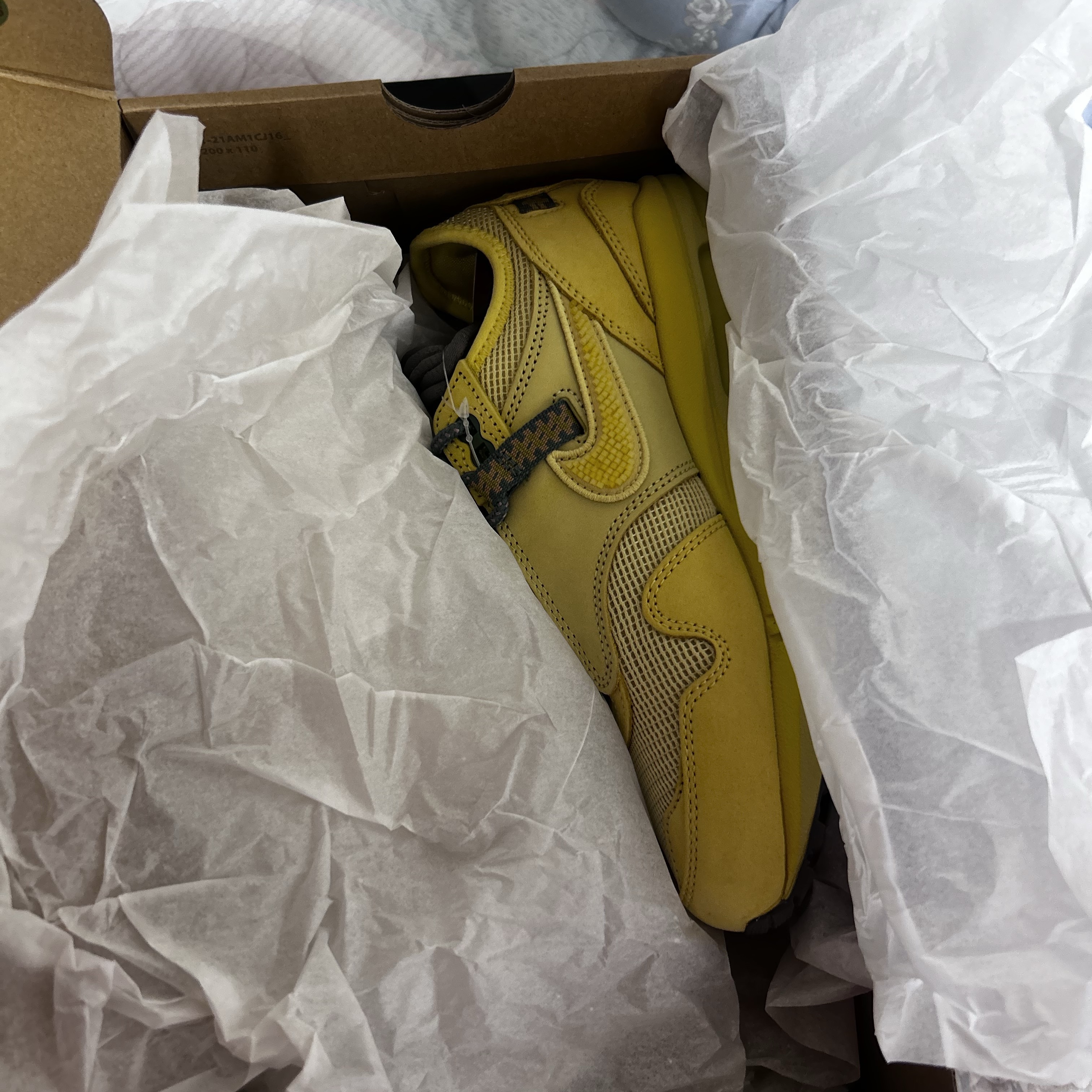 Nike x Travis Scott Air Max 1 Cact.us Gold 착용 스타일