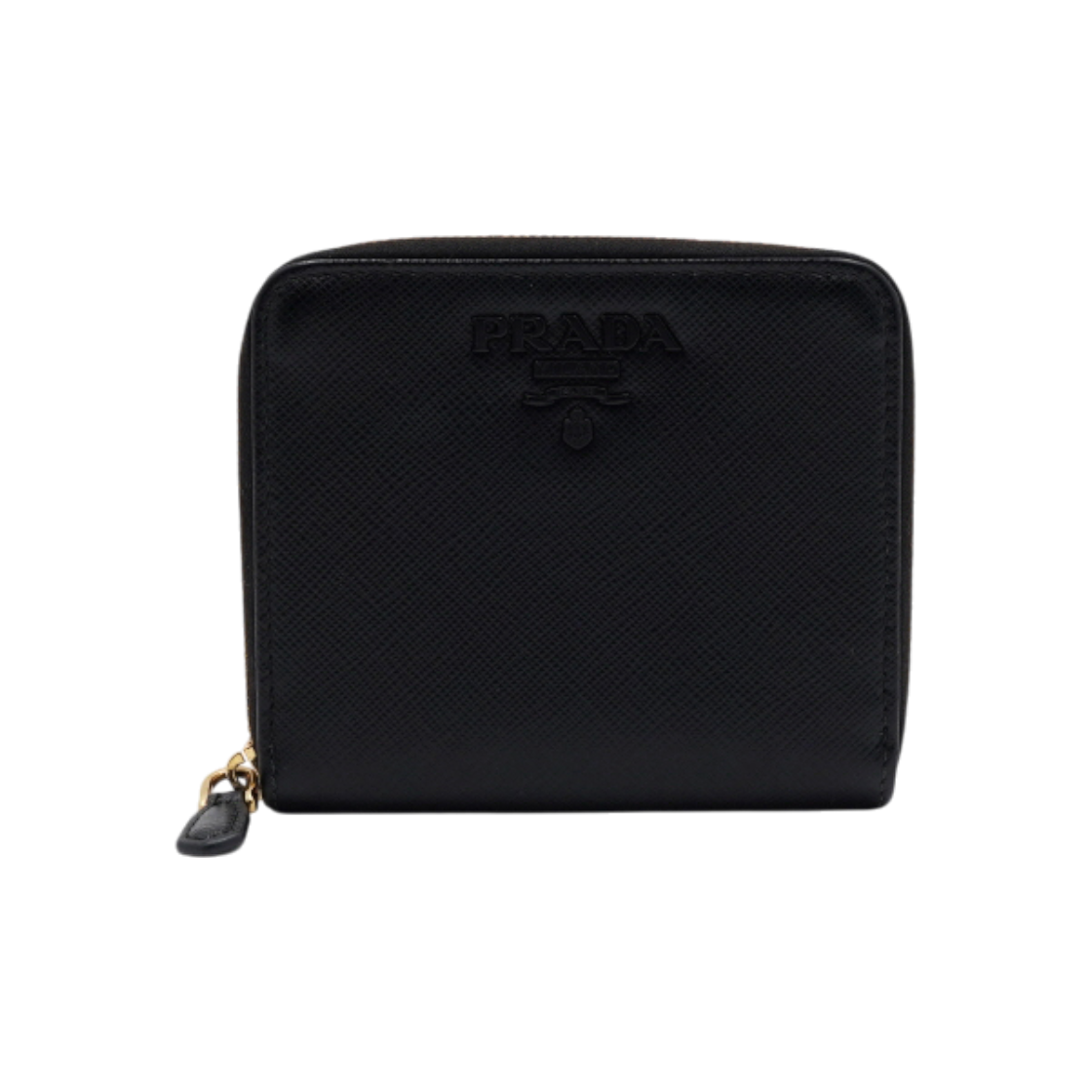 ITVSEES6RUVE Prada Black Saffiano Logo Zip Card Holder Wallet
