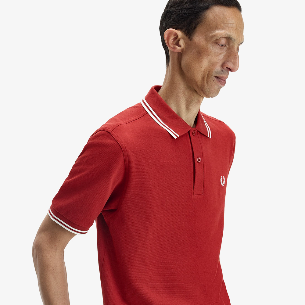 프레드페리 M3600 트윈 팁 프레드페리 셔츠 번트레드 스노우화이트(Fred Perry Twin Tipped Fred Perry Shirt Burnt Red Snow White) - 4