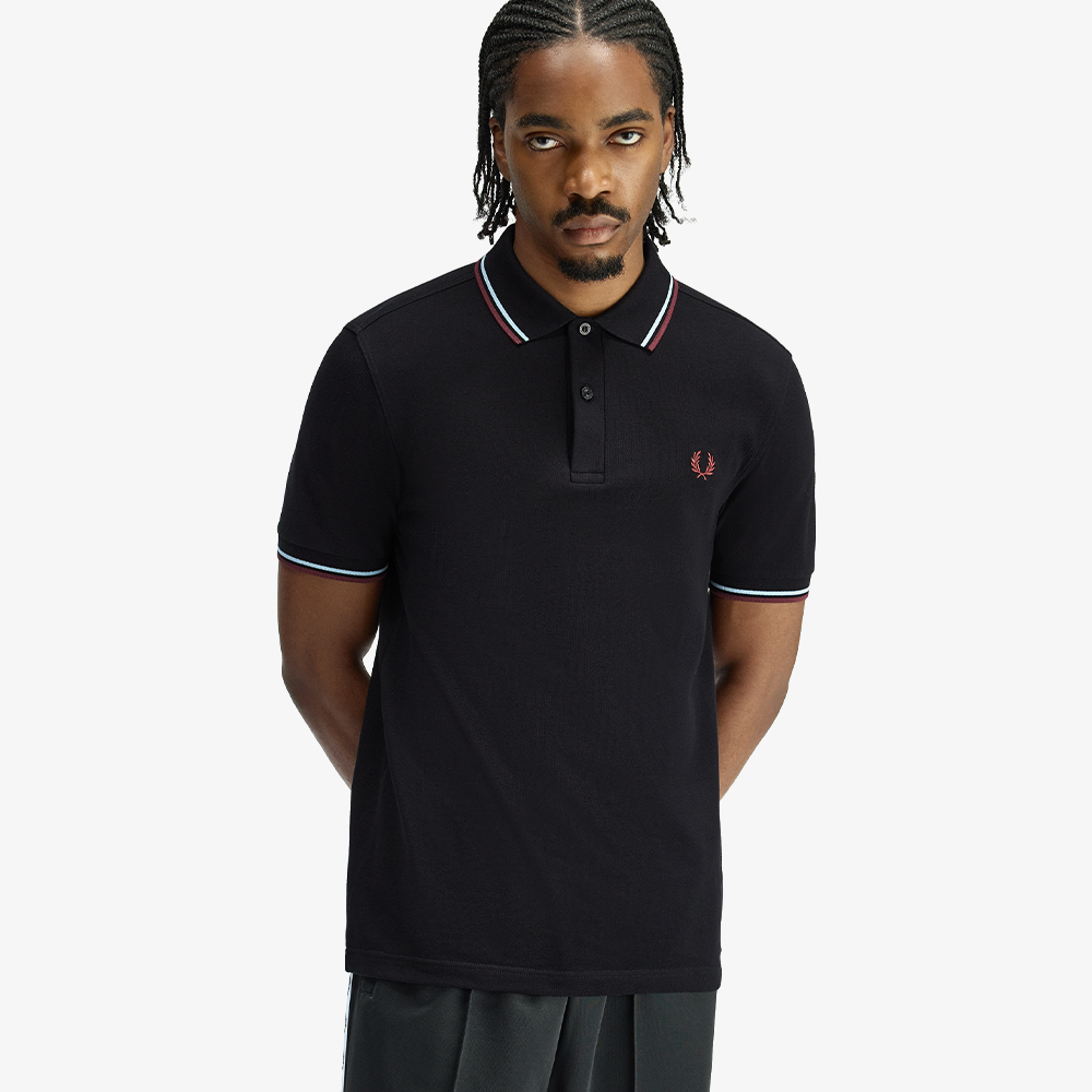 프레드페리 M3600 트윈 팁 프레드페리 셔츠 블랙 볼보이블루 옥스블러드(Fred Perry Twin Tipped Fred Perry Shirt Black Ball Boy Blue Oxblood) - 4