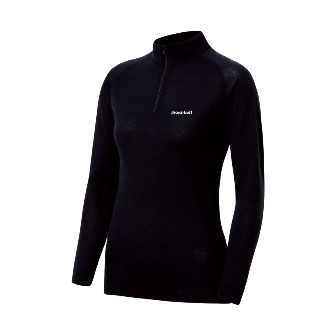 2307104 (W) Montbell Super Merino Wool Middle Weight High Neck Shirt Black