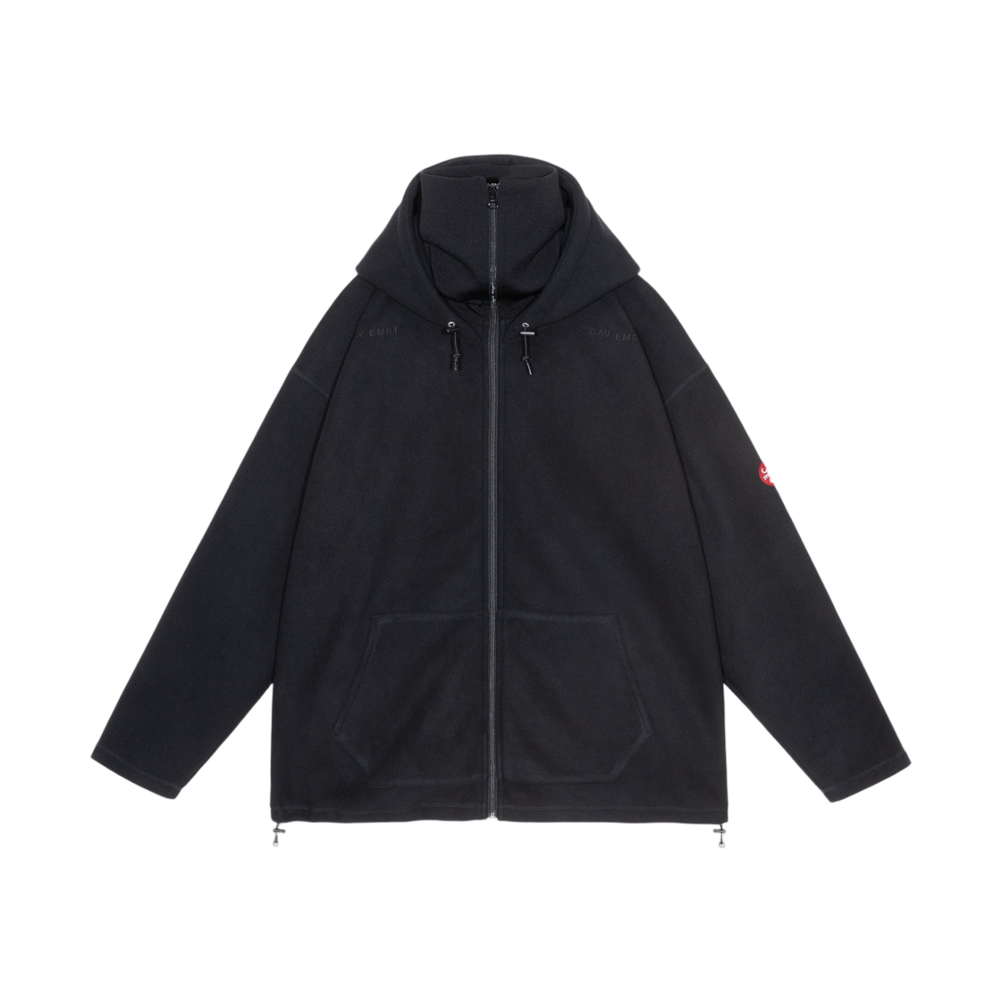 - Cav Empt Attached Hood Fleece Zip Up Black - 26SS