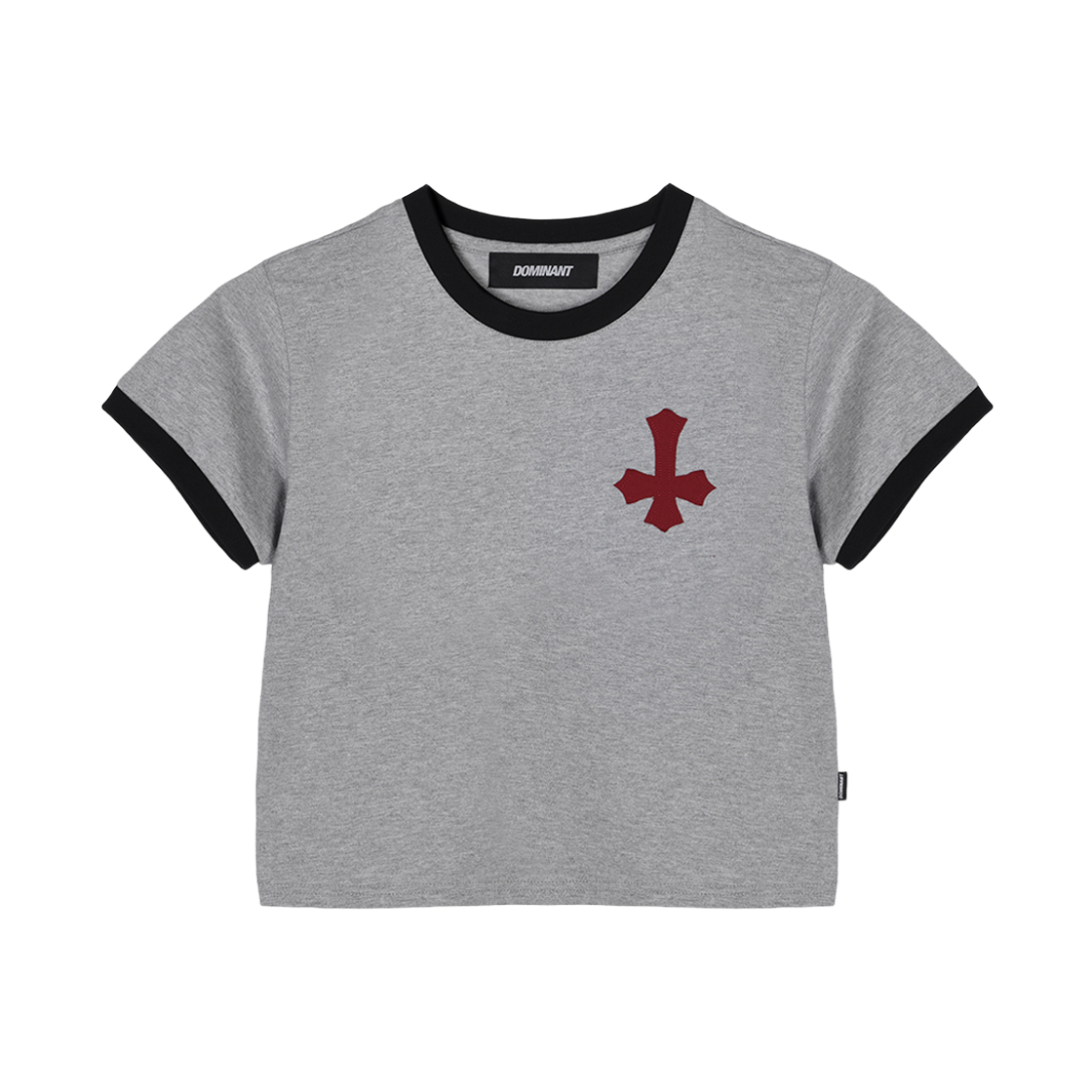 DMNT26SSTS008 Dominant Devil Wing Patch Crop T-Shirt