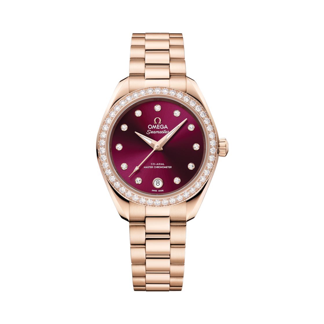 22055302061001 (W) Omega Seamaster Aqua Terra 150M Automatic Co Axial Master Chronometer 30mm Sedna Gold Burgundy Diamond (Transparent Caseback Ver.)