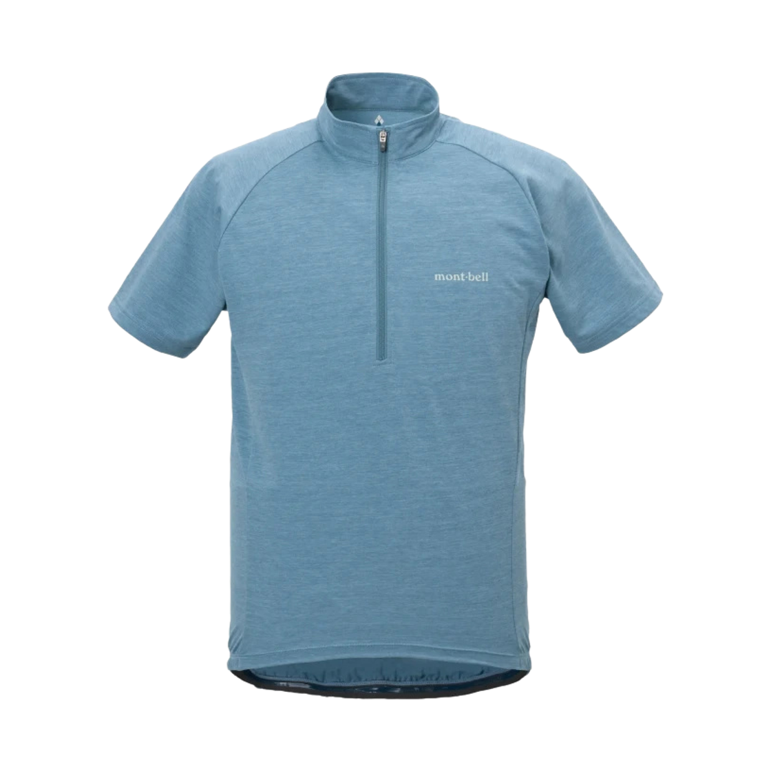 1130719 Montbell Wickron UV-Tect Cycling Short Sleeve Zip Shirt Blue Green