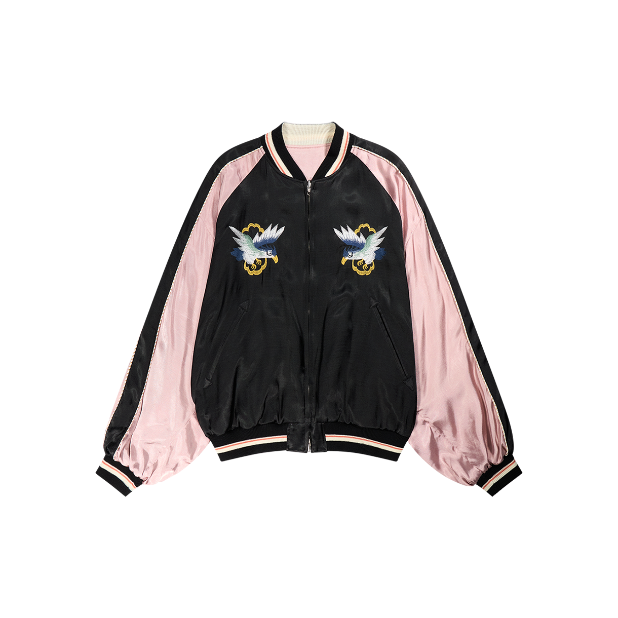 다이리쿠 타이거 앤 호크 빅 슬리브 스카 점퍼 블랙 핑크 - 26SS(Dairiku Tiger & Hawk Big Sleeve Ska Jumper Black Pink - 26SS)