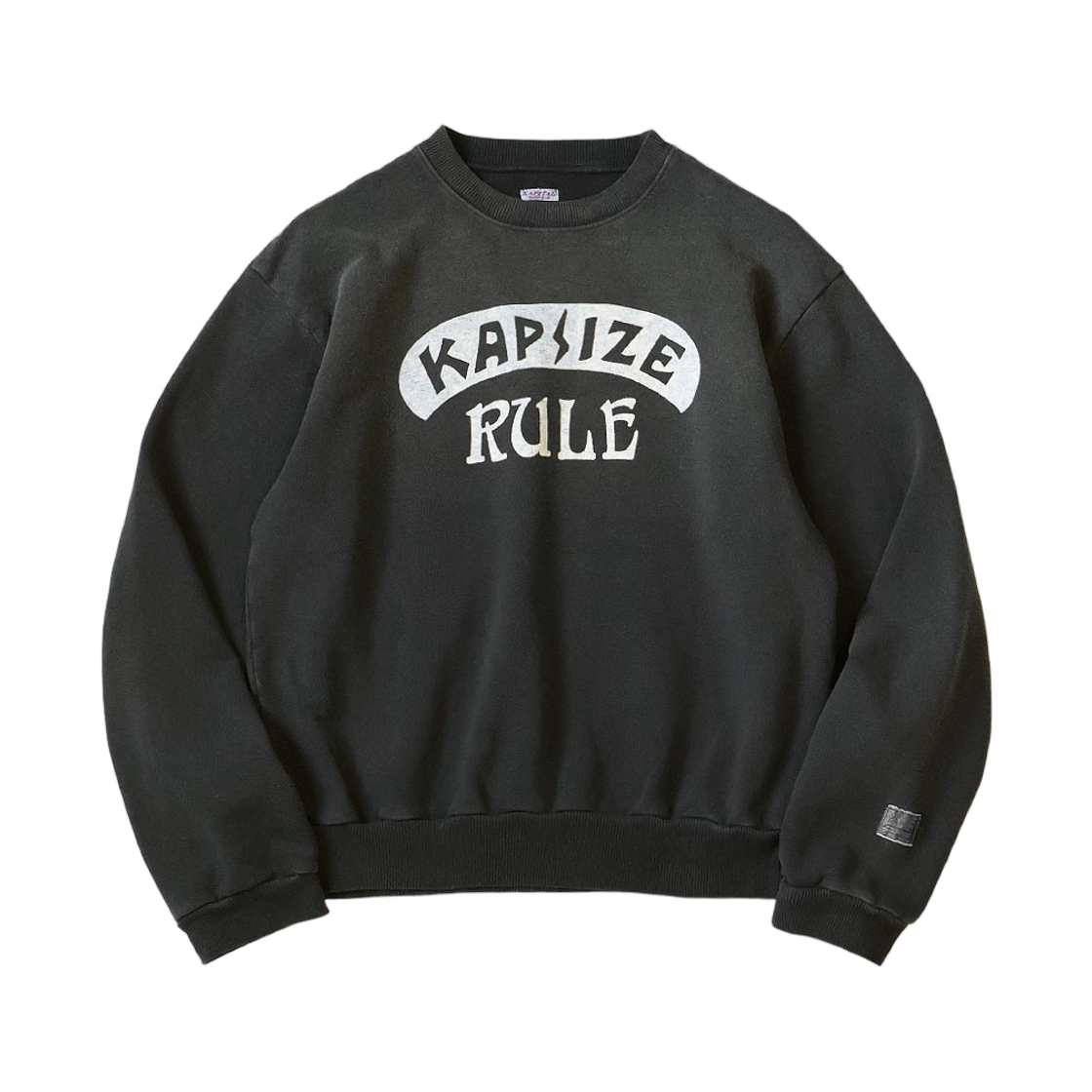 캐피탈 캡사이즈 룰 Pt 플리스 크루 스웨트셔츠 블랙(Kapital Kapsize Rule Pt Fleece Crew Sweatshirt Black)