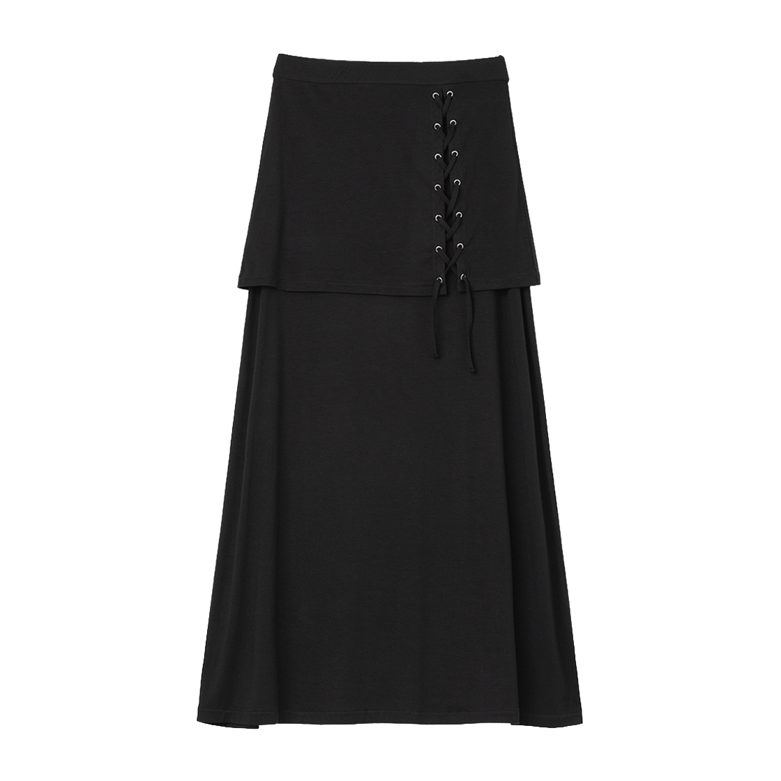 MW294BLK MILLO WOMEN Folding Strap Maxi Skirt Black