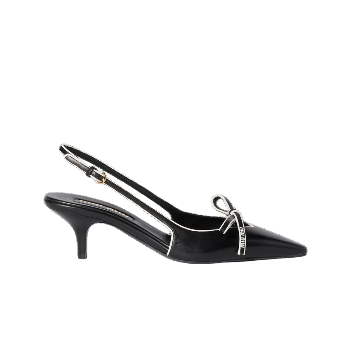 5I474E 038 F0967 F 055 [15% 쿠폰] (W) Miu Miu Nappa Leather Slingback Pumps Black White