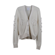 (W) Barrie Logo Embroidered Cashmere White