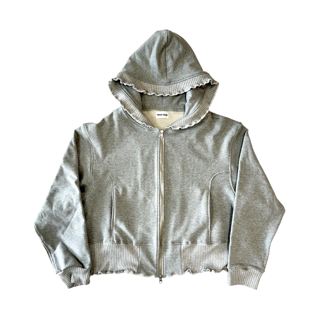 N-24FW01-GR NICK GEAR Frill Sweat Zip Blouson Grey