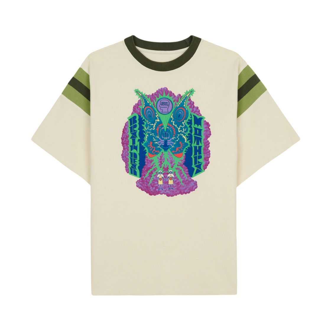 - Brain Dead x Godzilla Mothra Pique Football T Shirt Natural