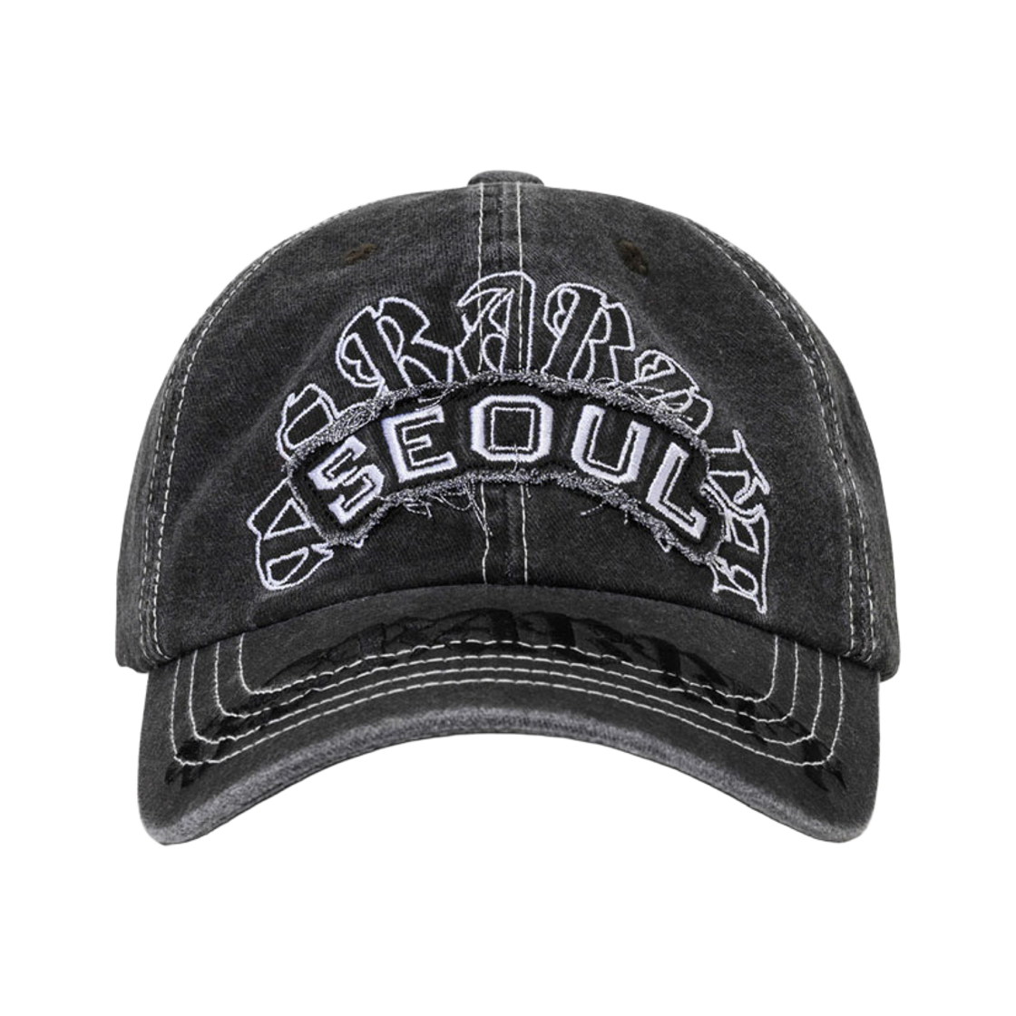 BSR2526FWCP038 Bsrabbit Heavy Stitching Vintage Washed Cotton Cap Charcoal