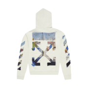 Off-White Diag Print Zip Up Hoodie White