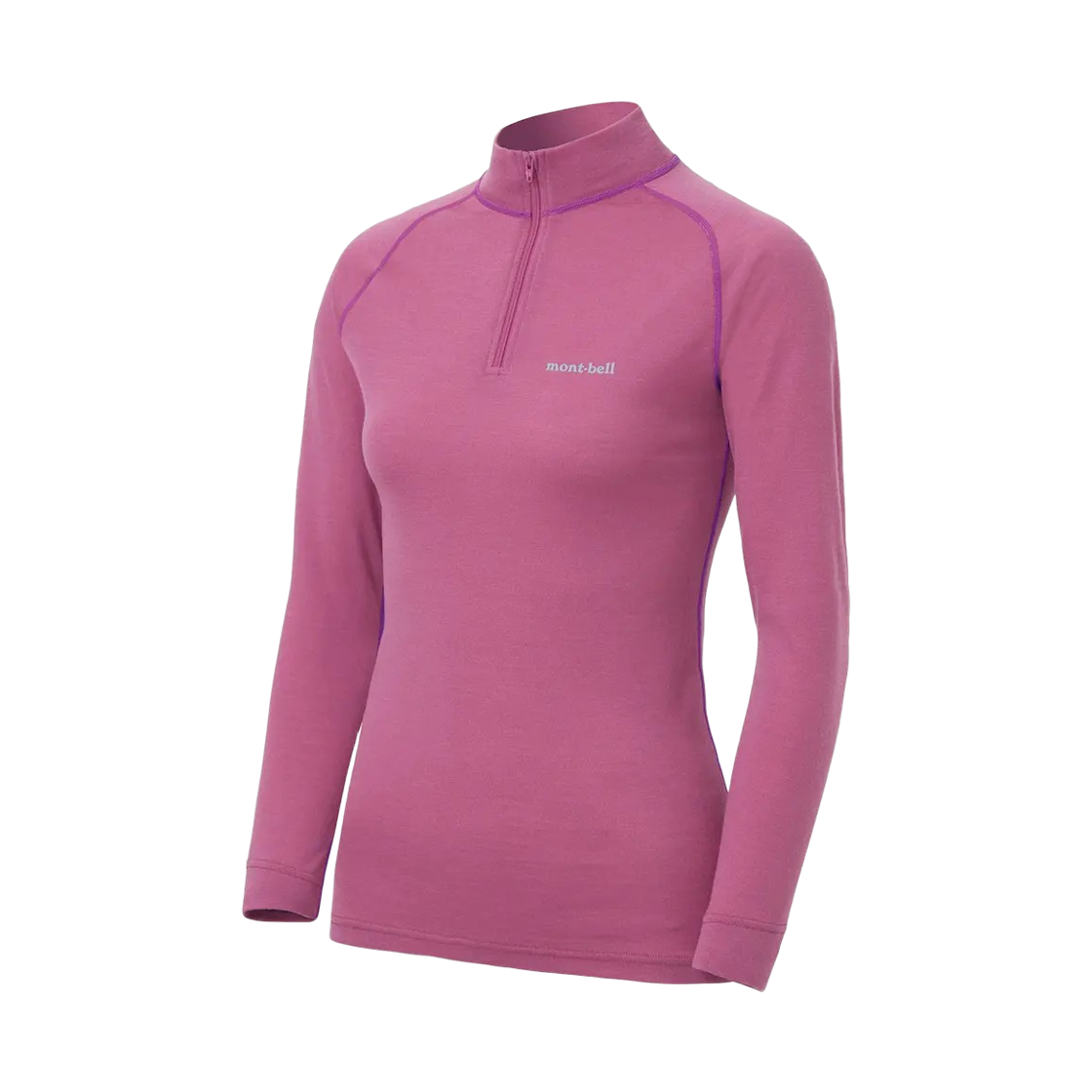 1107657 (W) Montbell Super Merino Wool Middle Weight High Neck Shirt Red Violet
