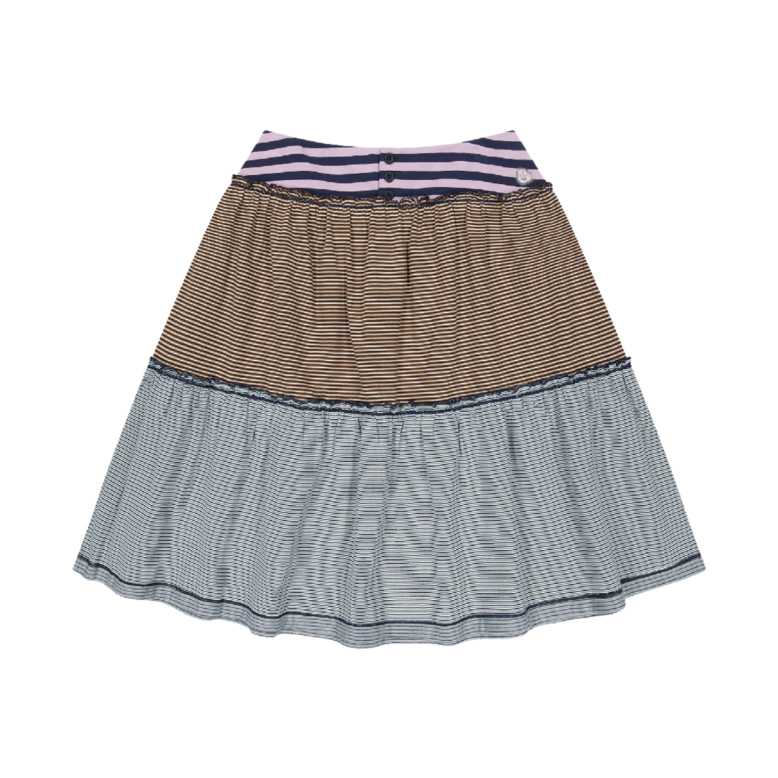 코이세이오 컬러드 스트라이프 미디 스커트 퍼플(COYSEIO Colored Stripe Midi Skirt Purple)