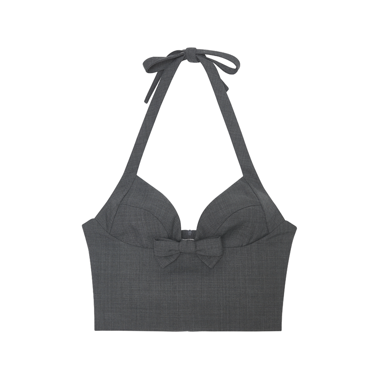 슈슈통 우먼 홀터 보우 타이 캐미 탑 그레이 - 26SS(Shushu/Tong Women Halter Bow Tie Cami Top Grey - 26SS)