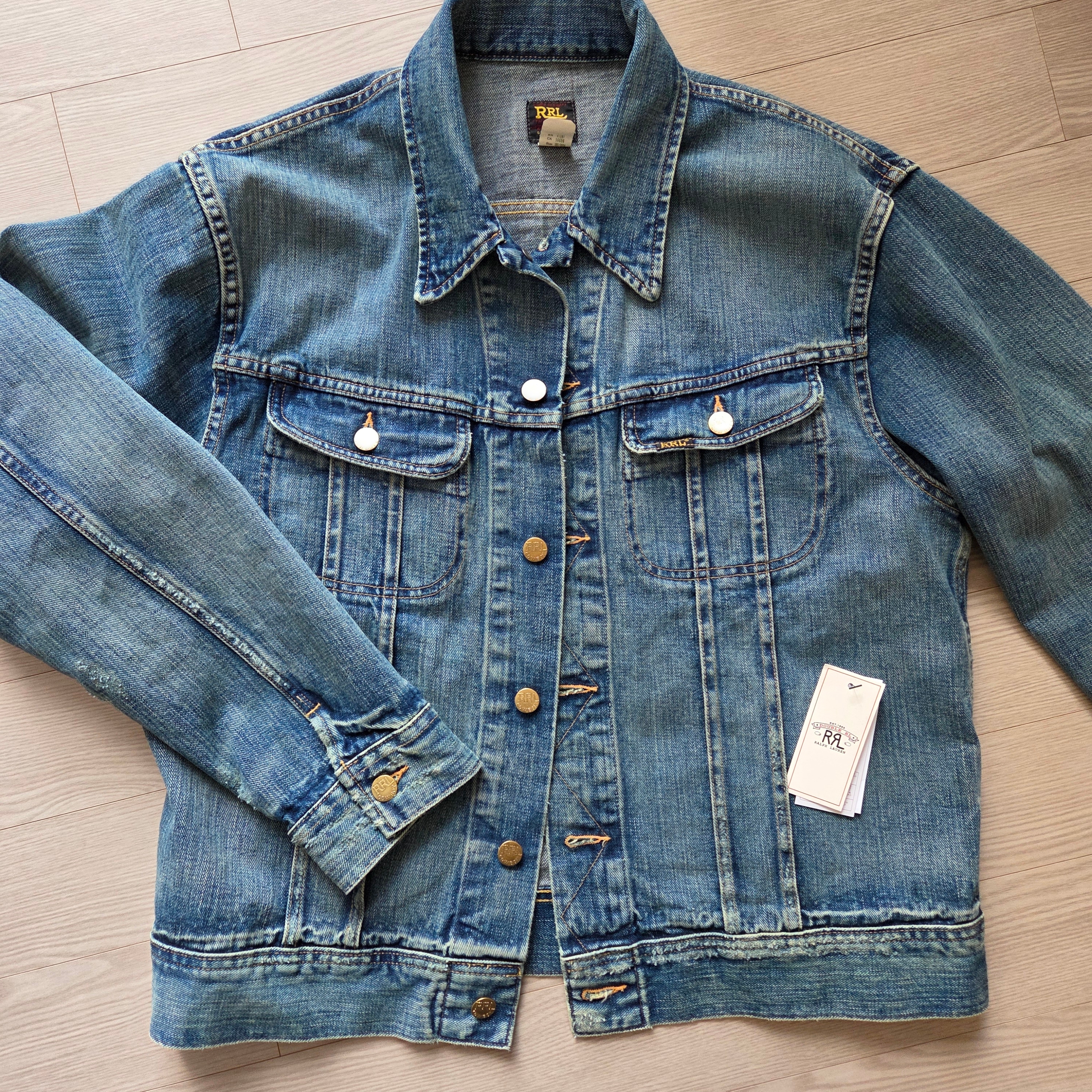 Double RL Indigo Denim Jacket Leland Wash 착용 스타일 - 2