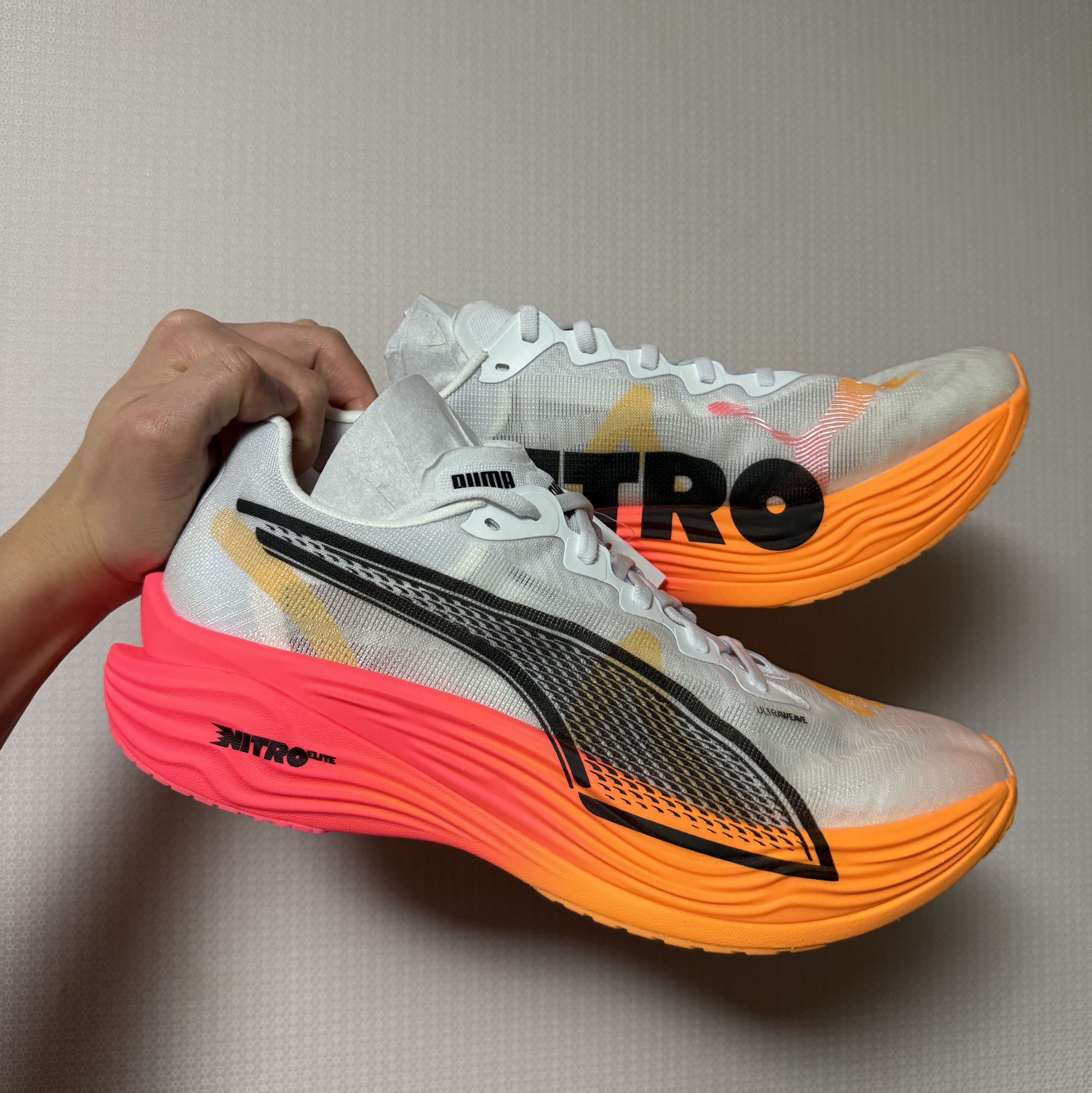 Puma Deviate Nitro Elite 3 White Sunset Glow 착용 스타일