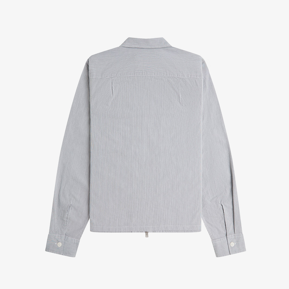 프레드페리 스트라이프 시어서커 집 스루 오버셔츠 블루 화이트(Fred Perry Striped Seersucker Zip Through Overshirt Blue White) - 6