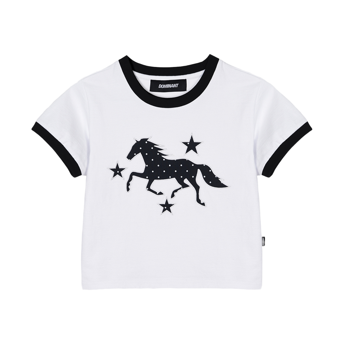 DMNT26SSTS010 Dominant 3 Star Horse Patch Crop T-Shirt White