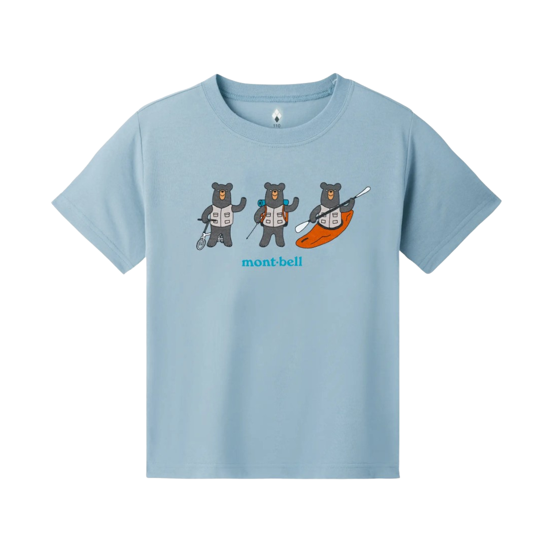 1114587 (Kids) Montbell Wickron Noasobi Bear T-Shirt Light Blue
