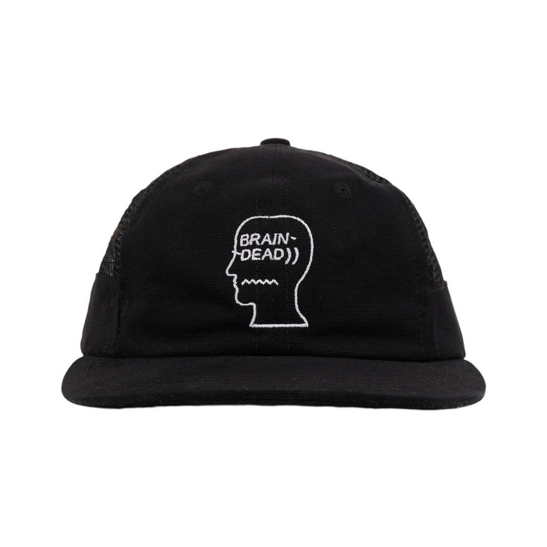 브레인 데드 메쉬 패널 로고 헤드 엔지니어 햇 블랙(Brain Dead Mesh Panel Logohead Engineer Hat Black)
