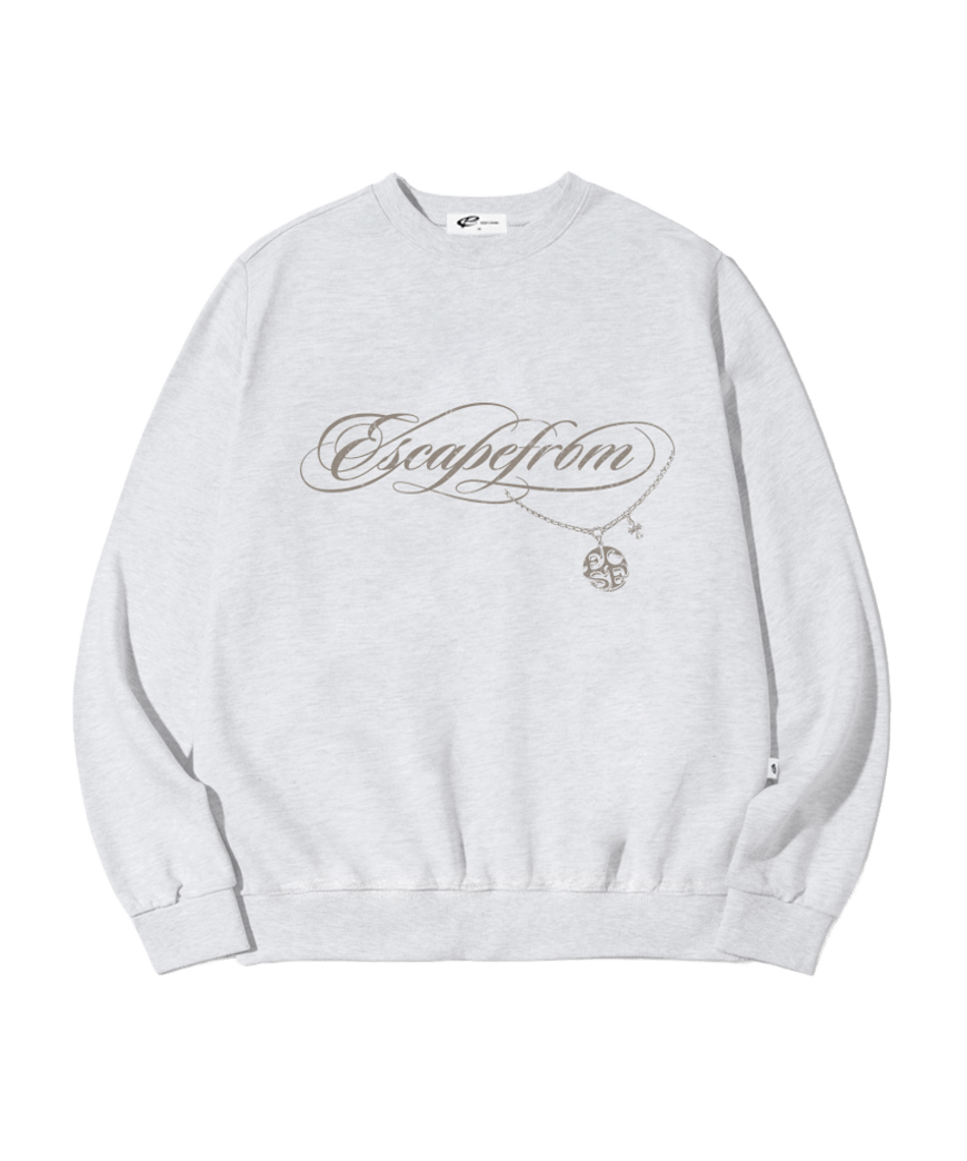 이스케이프프롬 ESCF 체인 프린트 맨투맨 화이트멜란지(Escapefrom ESCF Chain Print Sweatshirt)