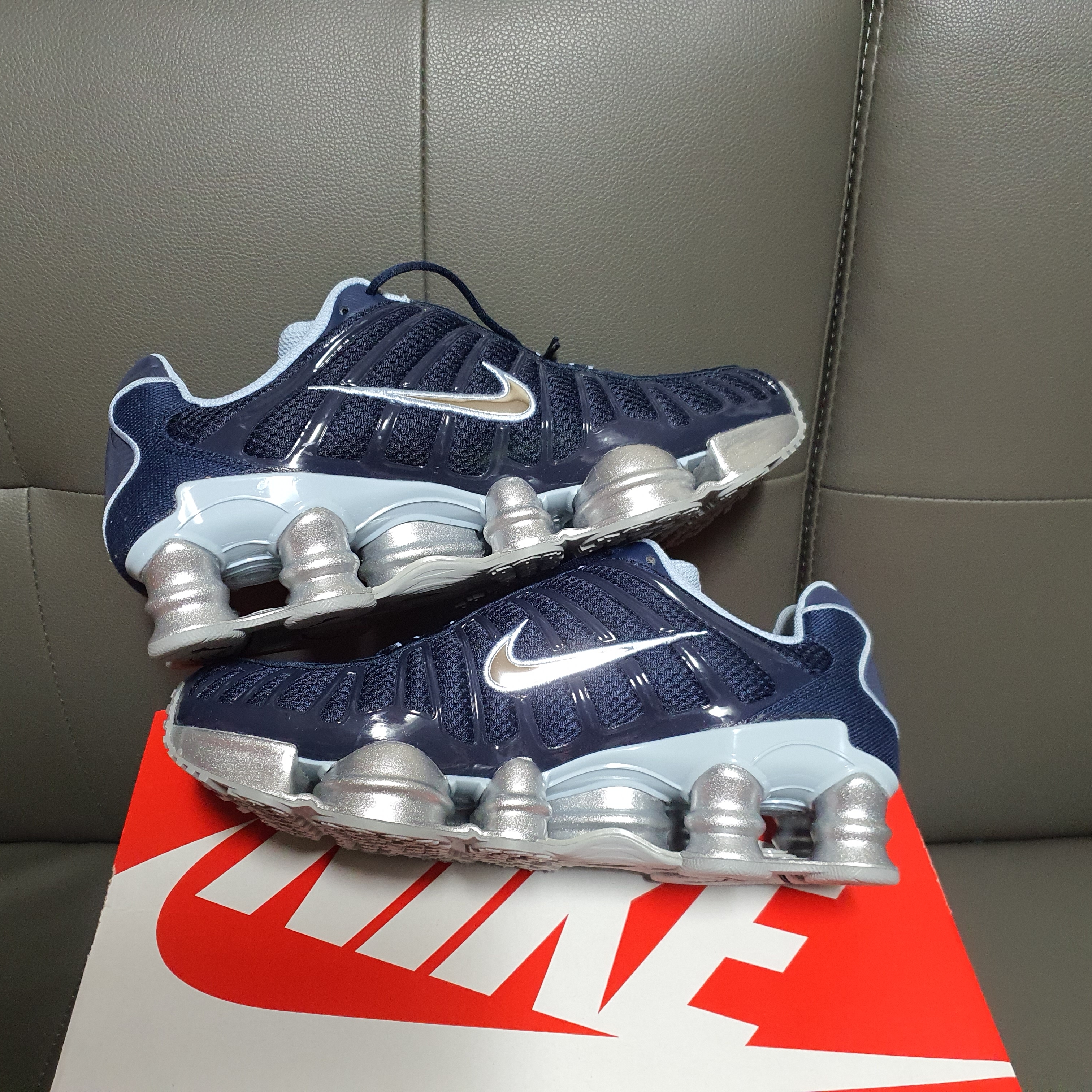 (W) Nike Shox TL Obsidian Light Armory Blue 착용 스타일