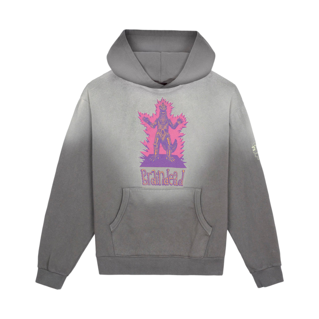 브레인 데드 x 고질라 메카고질라 버튼 목넥 후드 워시드 브라운(Brain Dead x Godzilla Mechagodzilla Button Mockneck Hoodie Washed Brown)