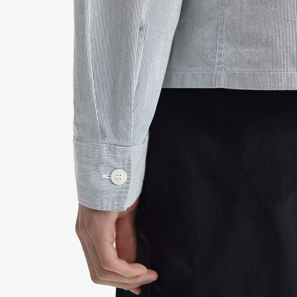 프레드페리 스트라이프 시어서커 집 스루 오버셔츠 블루 화이트(Fred Perry Striped Seersucker Zip Through Overshirt Blue White) - 5