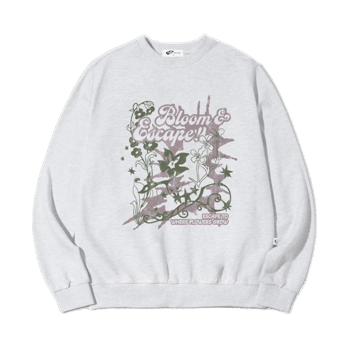 이스케이프프롬 블룸 ESCF 프린트 맨투맨 화이트멜란지(Escapefrom Bloom ESCF Print Sweatshirt)
