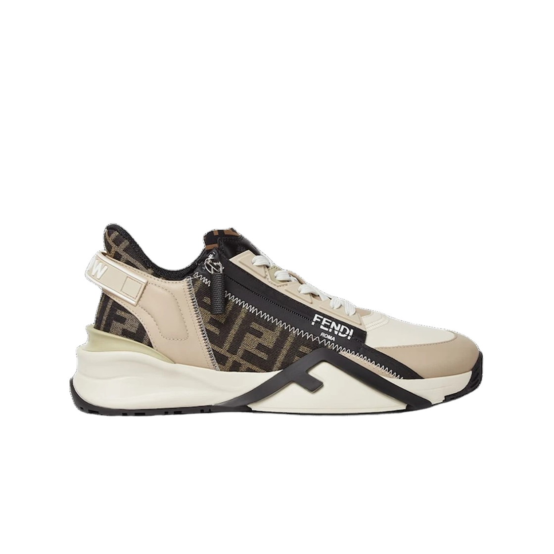 7E1392 AJZH F1OU2 25S [15% 쿠폰] Fendi Flow FF Jacquard Leather Low Top Sneakers Beige Brown