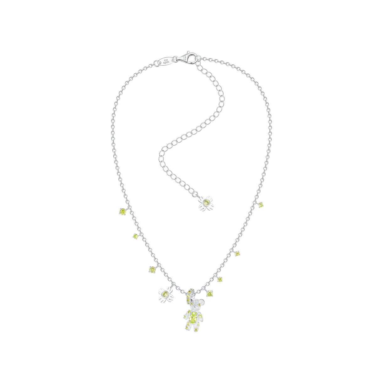위민 베어 플라워 지르콘 네클리스 실버 - 26SS(Yvmin Bear Flower Zircon Necklace Silver - 26SS)
