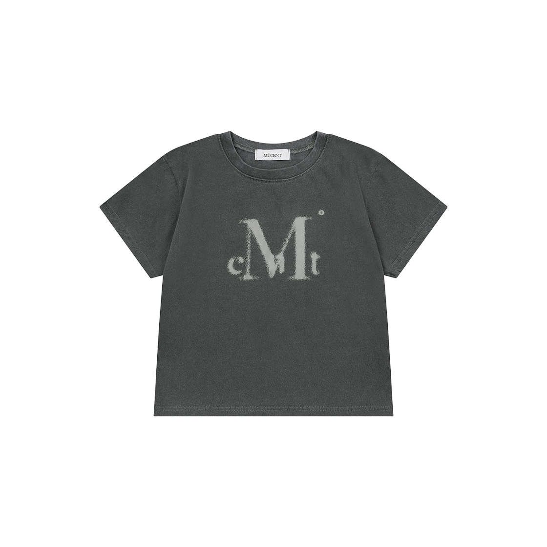 무센트 보니 스프레이 로고 피그먼트 반팔 티 피그먼트 차콜(MUCENT Bonnie Spray Logo Pigment Half T Pigment Charcoal)