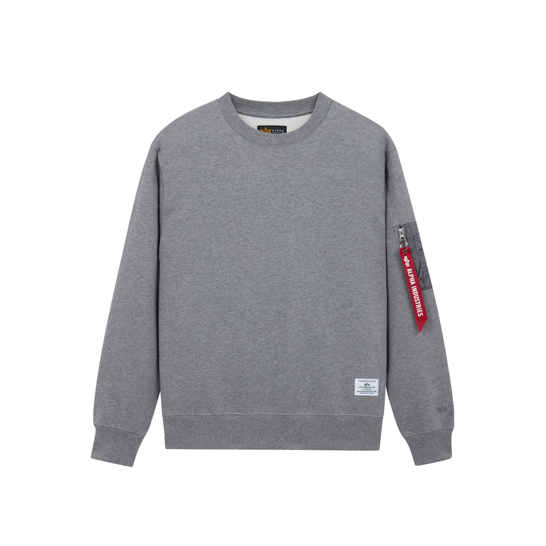 알파 인더스트리 유틸리티 포켓 크루넥 미디엄 차콜 헤더(ALPHA INDUSTRIES Utility Pocket Crewneck Medium Charcoal Heather)