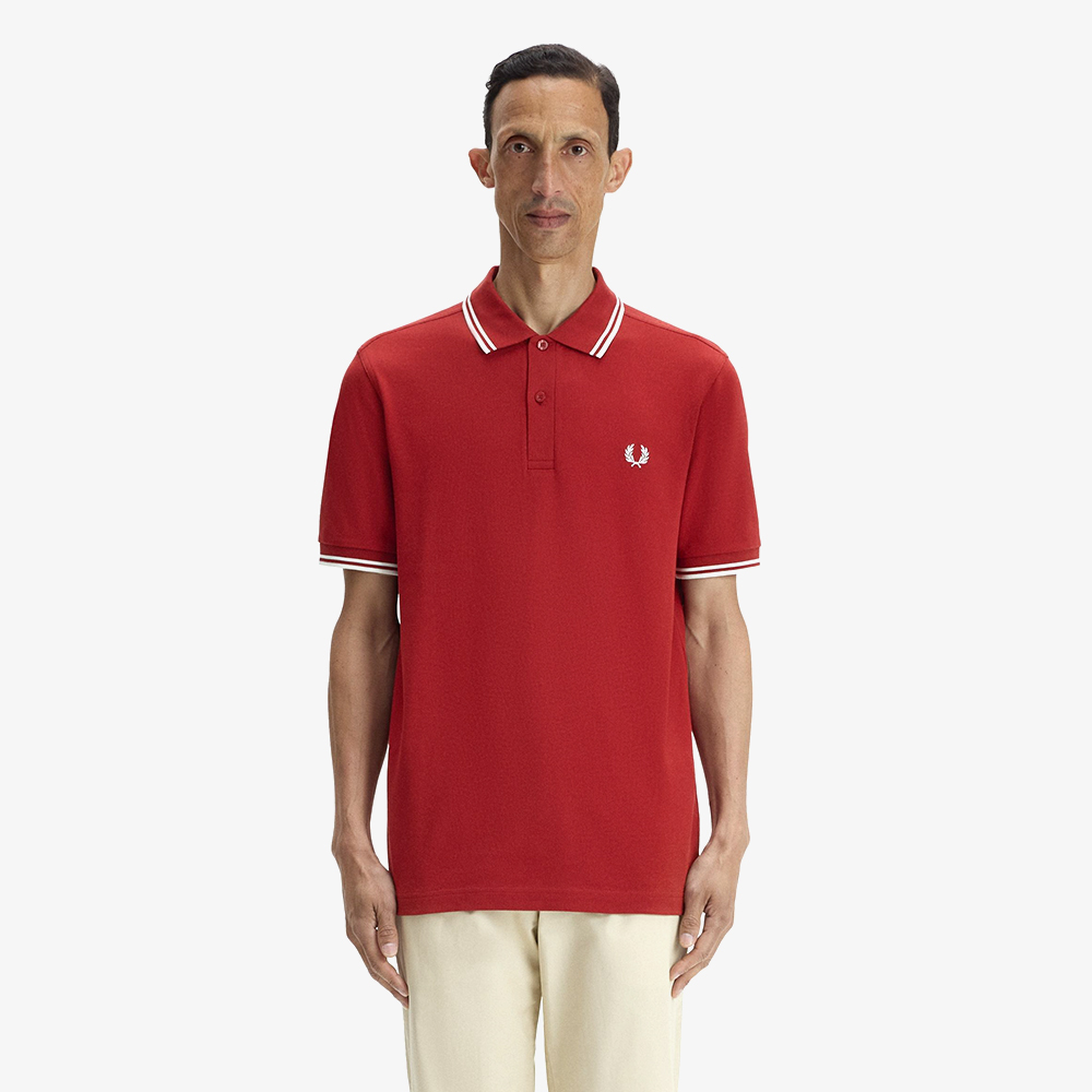 프레드페리 M3600 트윈 팁 프레드페리 셔츠 번트레드 스노우화이트(Fred Perry Twin Tipped Fred Perry Shirt Burnt Red Snow White) - 2